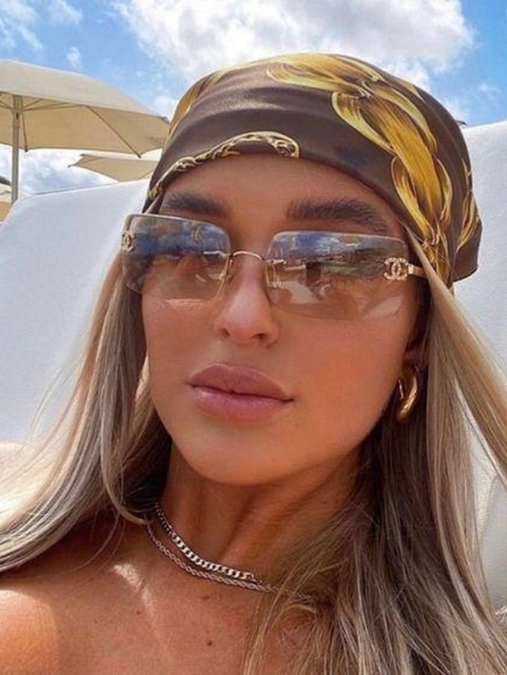 CHANEL 4104 B Rhinestone Gold Frame Sunglasses
